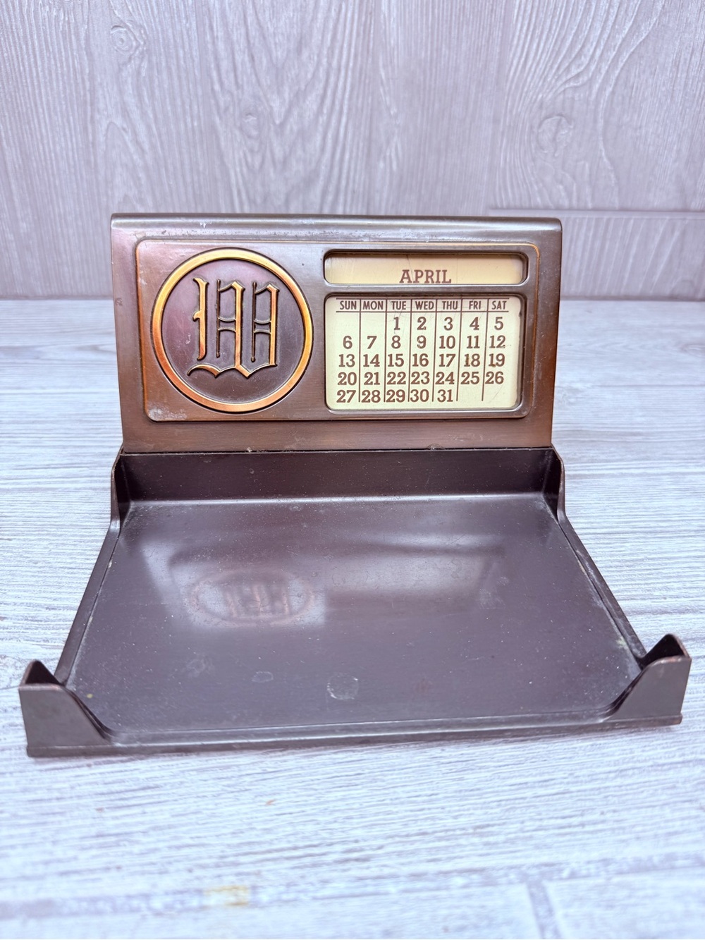 Rare vintage W monogrammed Desk Calendar Heavy stationary organizer